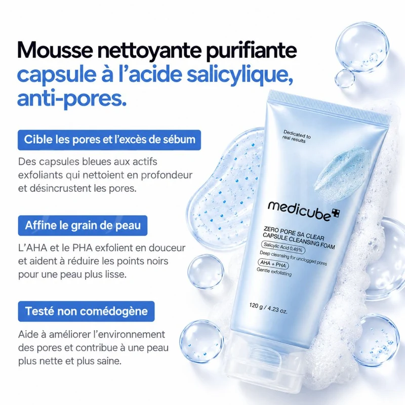 Medicube - Mousse nettoyante purifiante capsules à l’acide salicylique anti-pores - 120g
