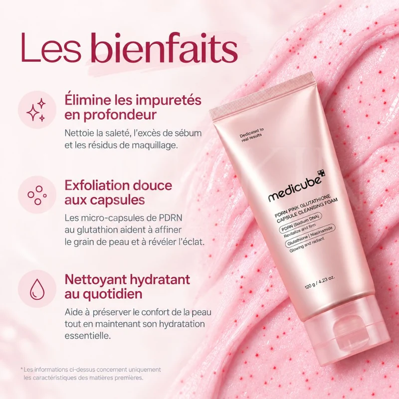 Medicube - Mousse nettoyante éclat au PDRN et glutathion rose - 120g