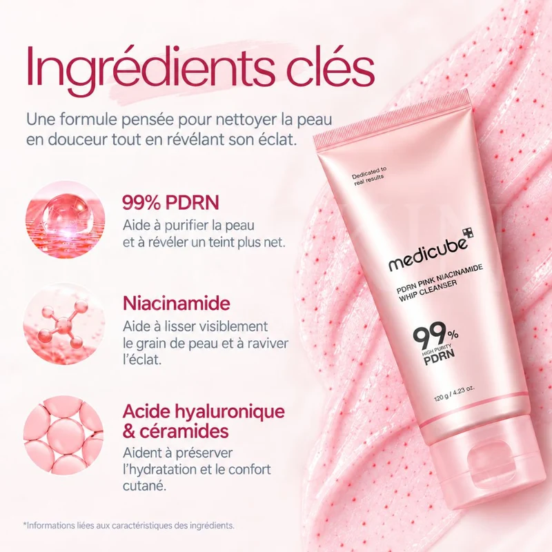Medicube - Mousse nettoyante éclat au PDRN et glutathion rose - 120g