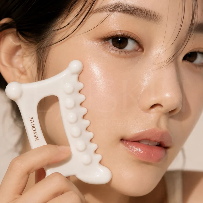 Heveblue - Gua Sha premium relaxant en argile blanche naturelle