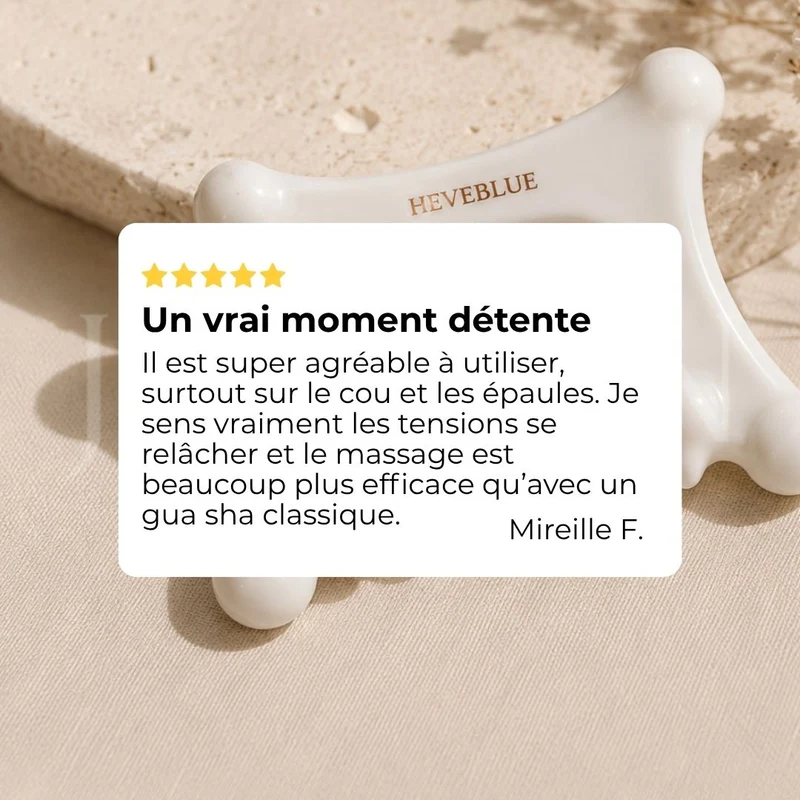 Heveblue - Gua Sha premium relaxant en argile blanche naturelle