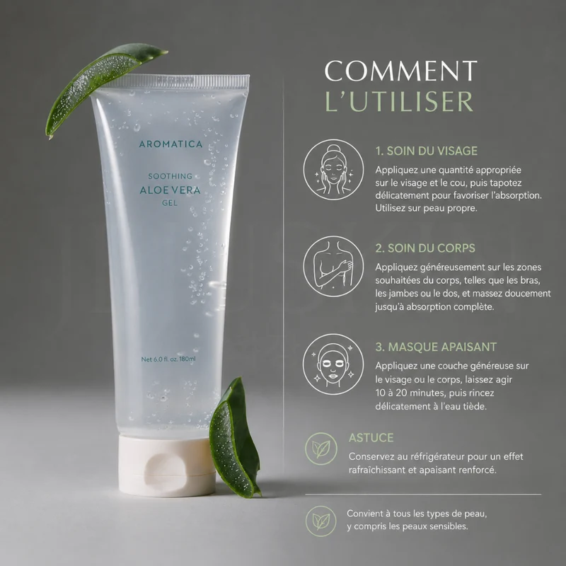 Aromatica - Gel apaisant à l’Aloe Vera pour le visage et le corps - 180ml