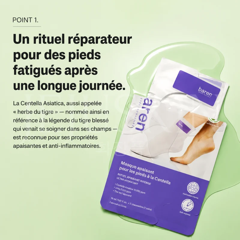 Baren - Masque apaisant pour les pieds à la Centella - 3 paires
