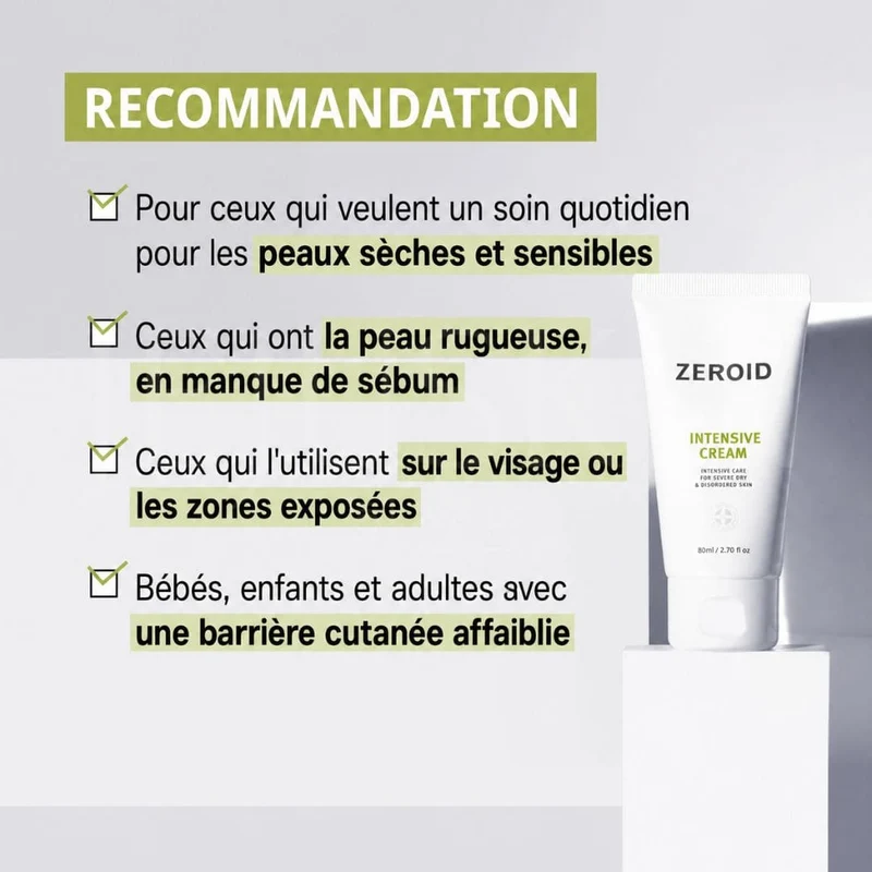Zeroid - Crème intensive pour peaux sèches et sensibles - 80ml