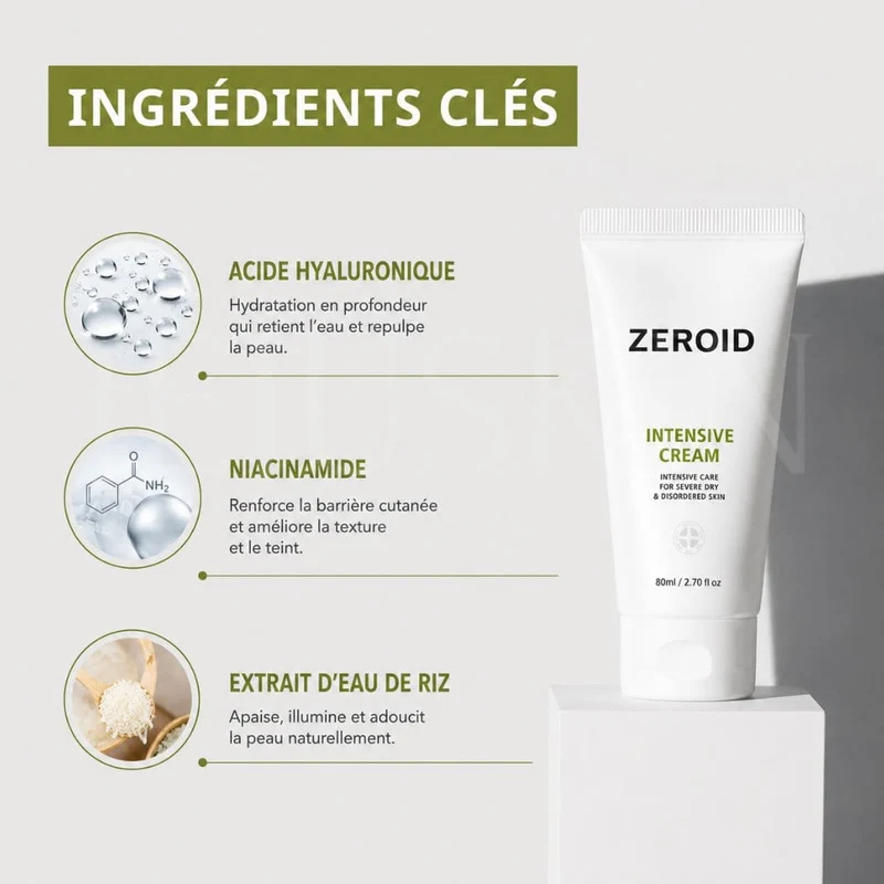 Zeroid - Crème intensive pour peaux sèches et sensibles - 80ml