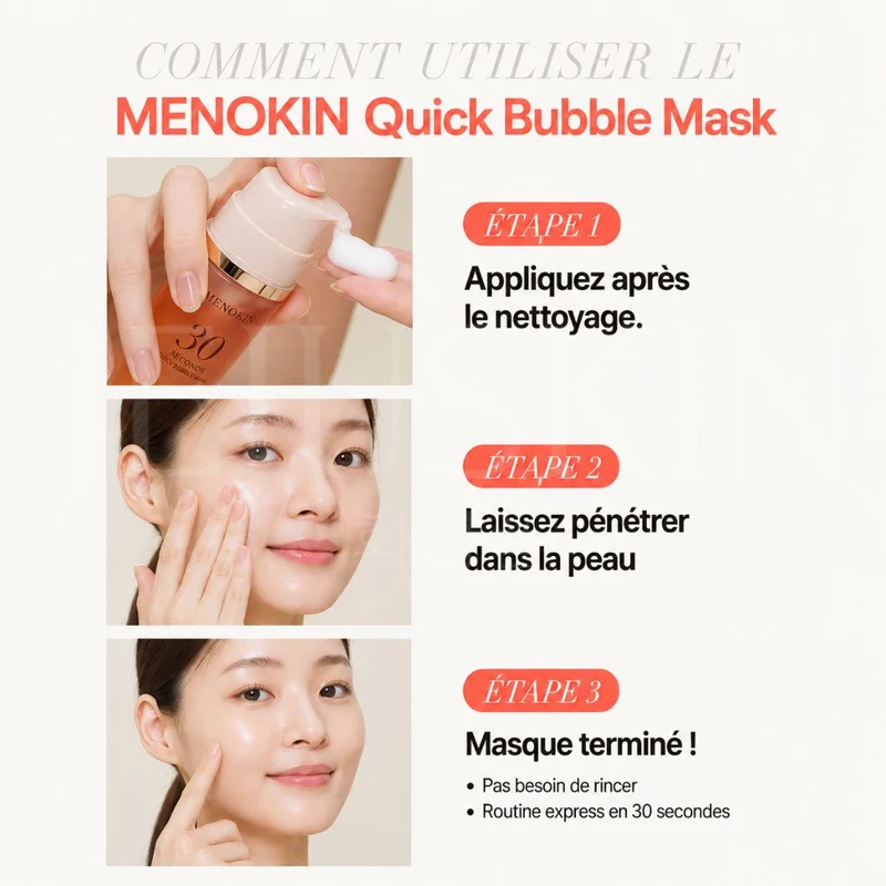 Menokin - Masque express, 30 Seconds Quick Bubble Mask - 95ml