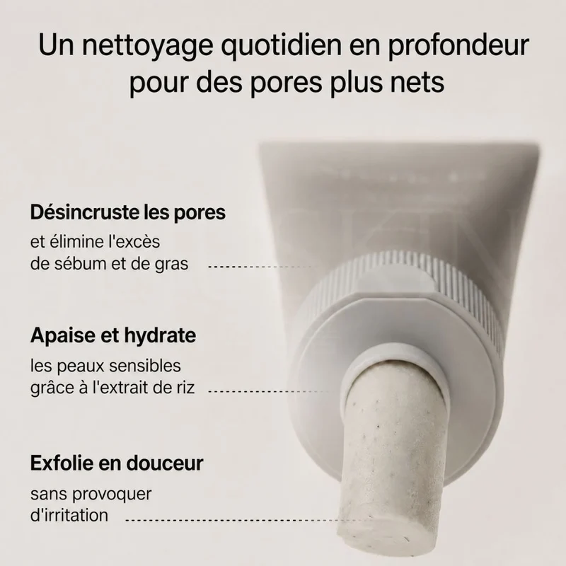 Arencia - Nettoyant purifiant pour les pores et le grain de peau, riz + LHA - 150g