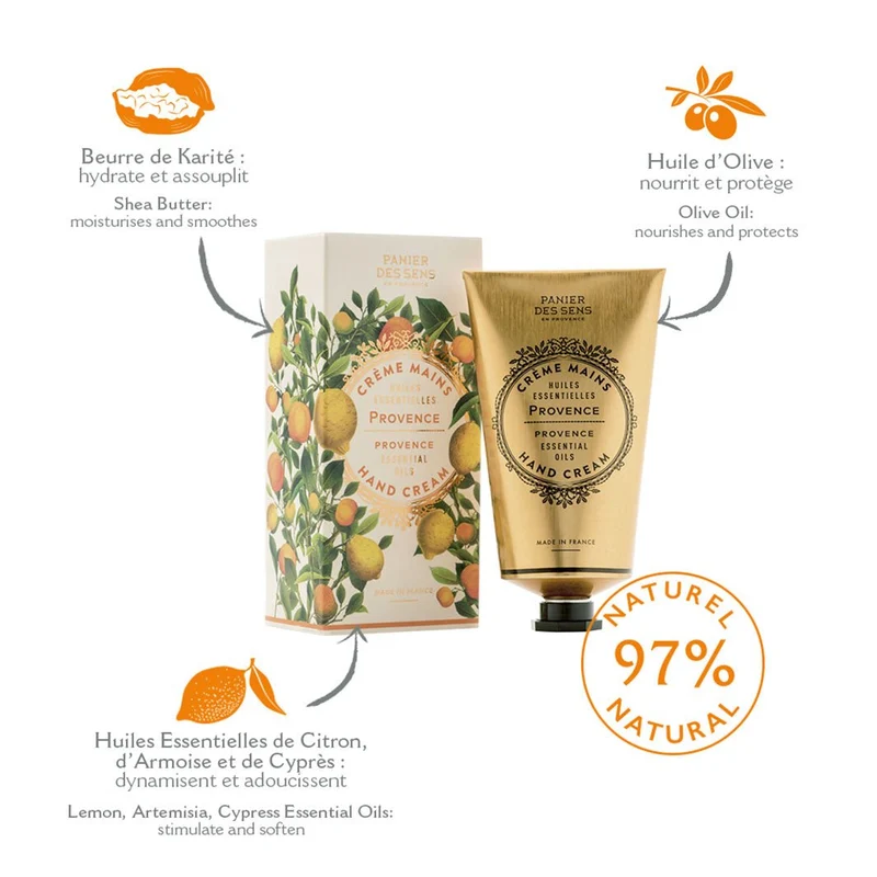 Pack de 4 crèmes mains 75 ml multi-senteurs - Provence, Fleur d'oranger, Miel, Amande