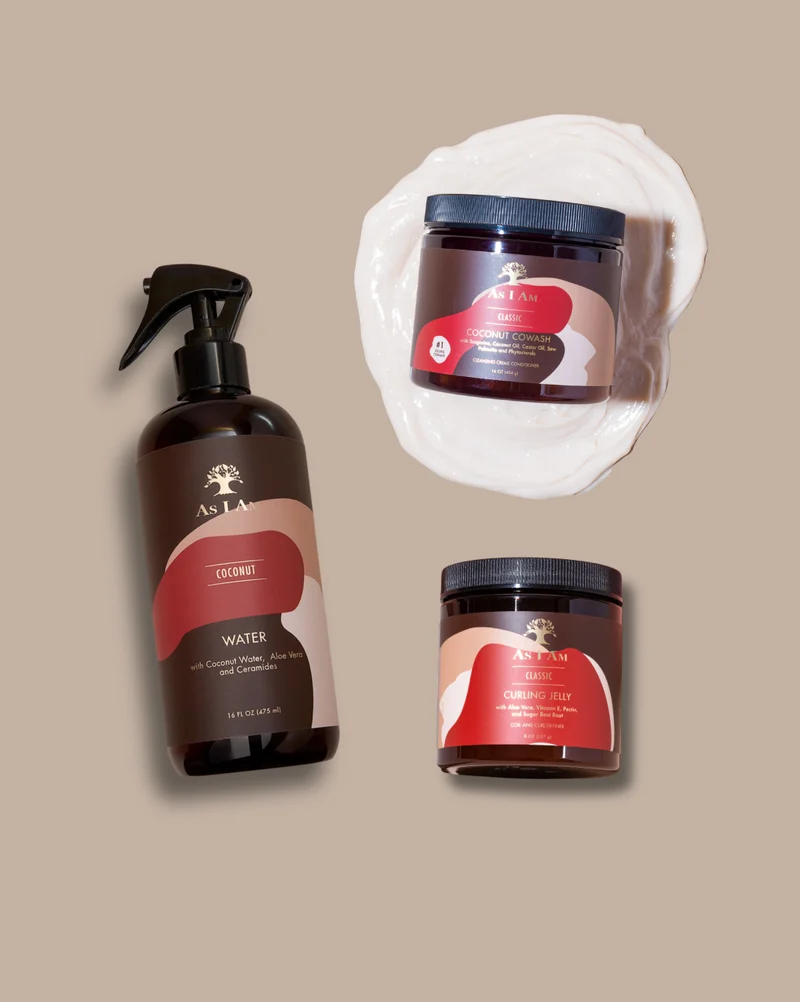 Eau de coco, cowash et gel coiffant