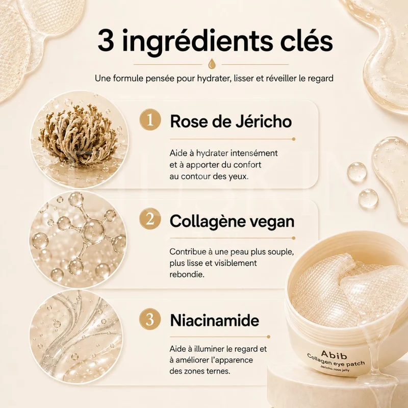 Abib - Patchs pour les yeux au collagène et à la gelée de rose de Jéricho - 60 patchs