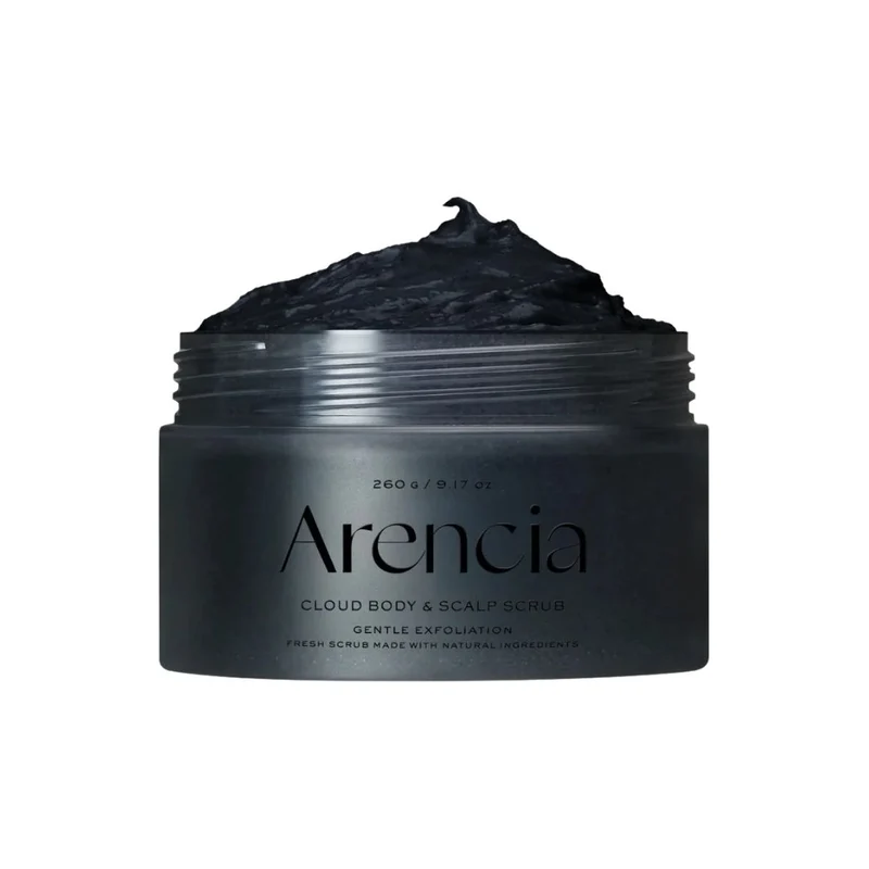 Arencia - Gommage exfoliant Fresh Cloud pour le corps et le cuir chevelu au thé noir et yuzu - 260g