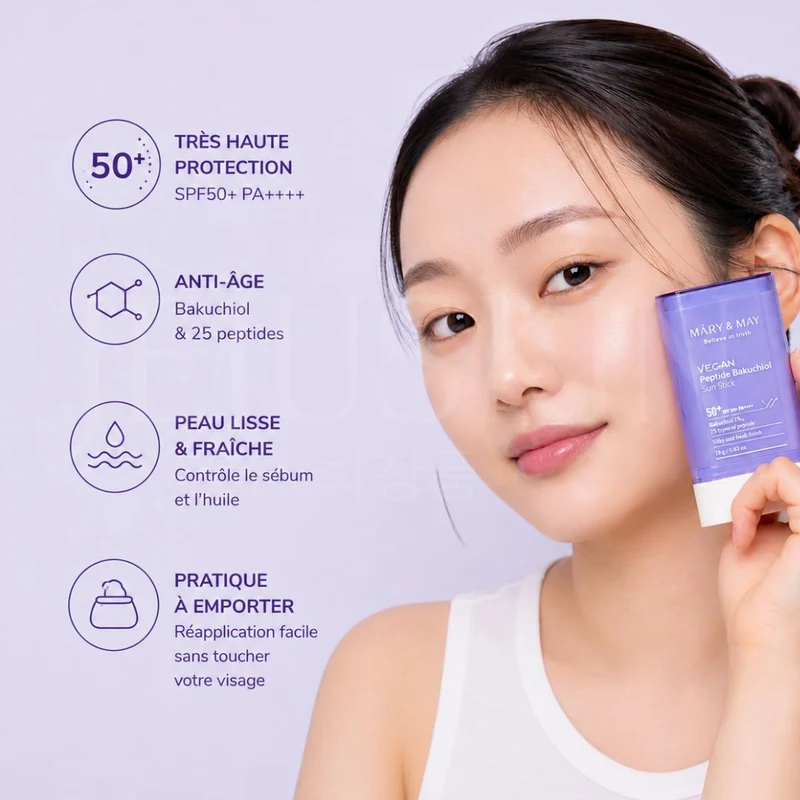 Mary&May - Stick solaire vegan anti-âge peptides et Bakuchiol SPF50+ - 18g
