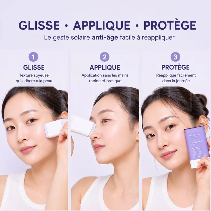 Mary&May - Stick solaire vegan anti-âge peptides et Bakuchiol SPF50+ - 18g