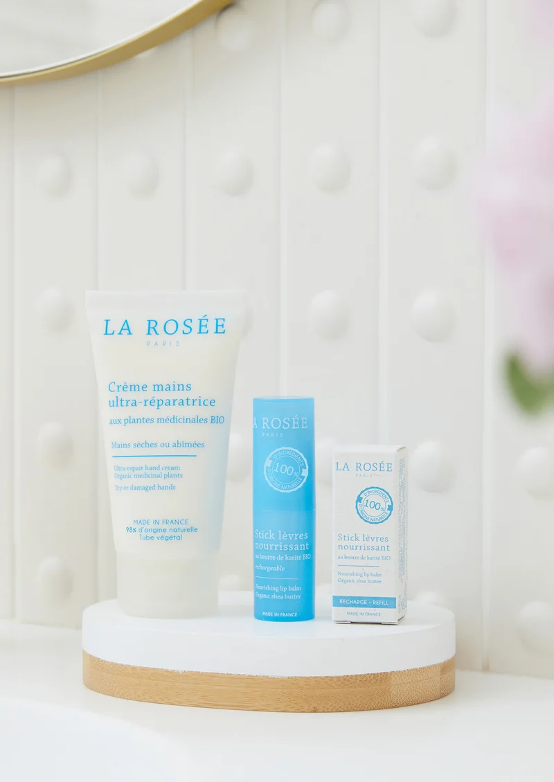 Trio Crème mains, Stick lèvres & sa recharge