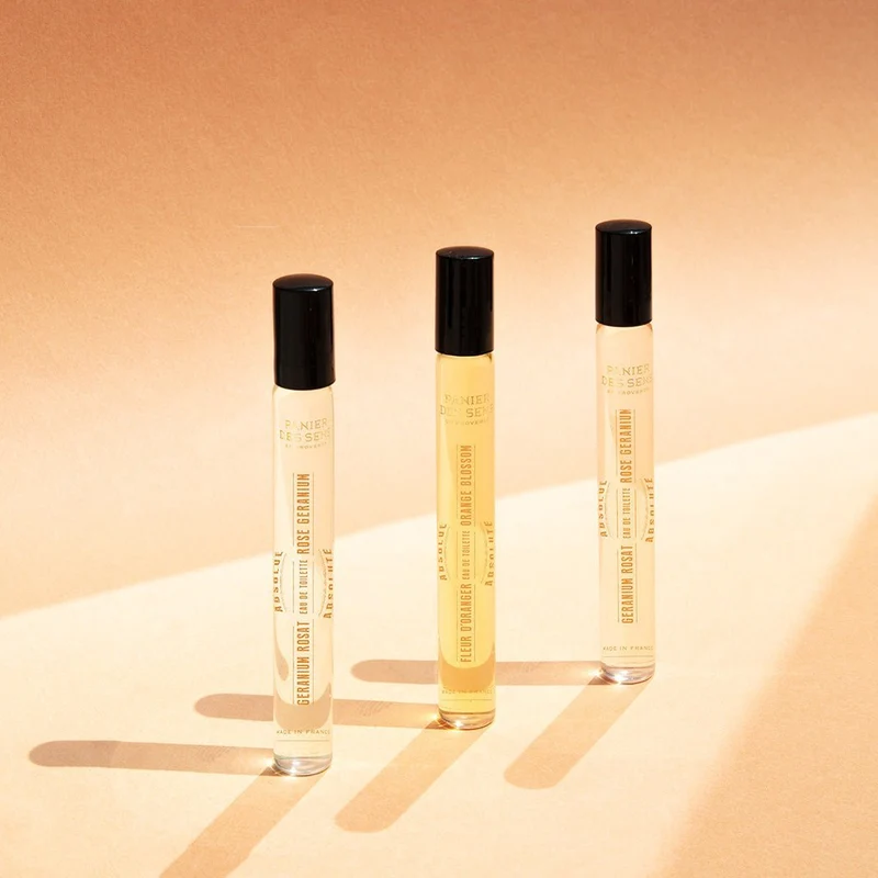 Trio eaux de toilette format Roll-on - Fleur d'Oranger, Jasmin et Géranium Rosat