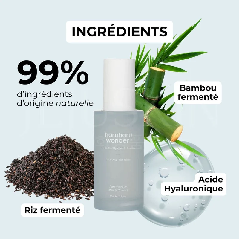 Haruharu Wonder - Essence à l’acide hyaluronique et au riz noir - 50ml