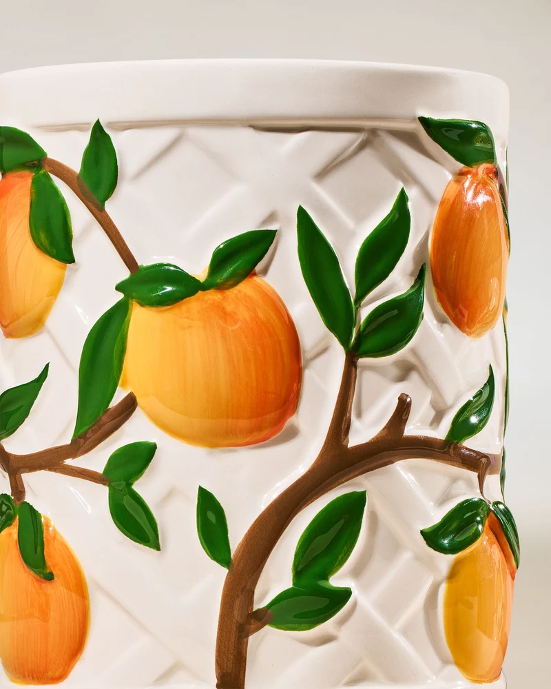 Vera Bradley Peach Pedestal 3-Wick Candle Holder