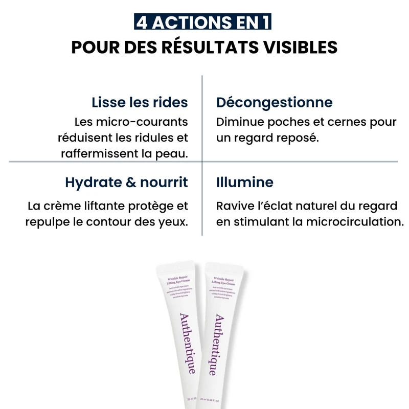 Authentique - Crème liftante Anti-Rides pour les yeux (seule ou avec applicateur) - 20ml