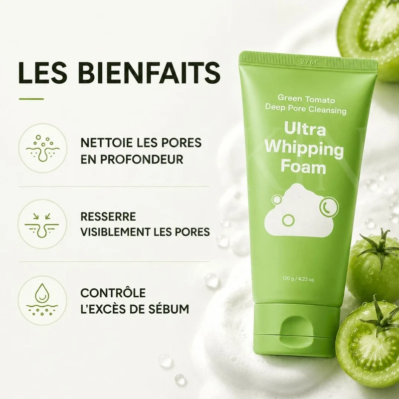 Sungboon Editor - Mousse nettoyante ultra-riche pour les pores à la tomate verte - 120g