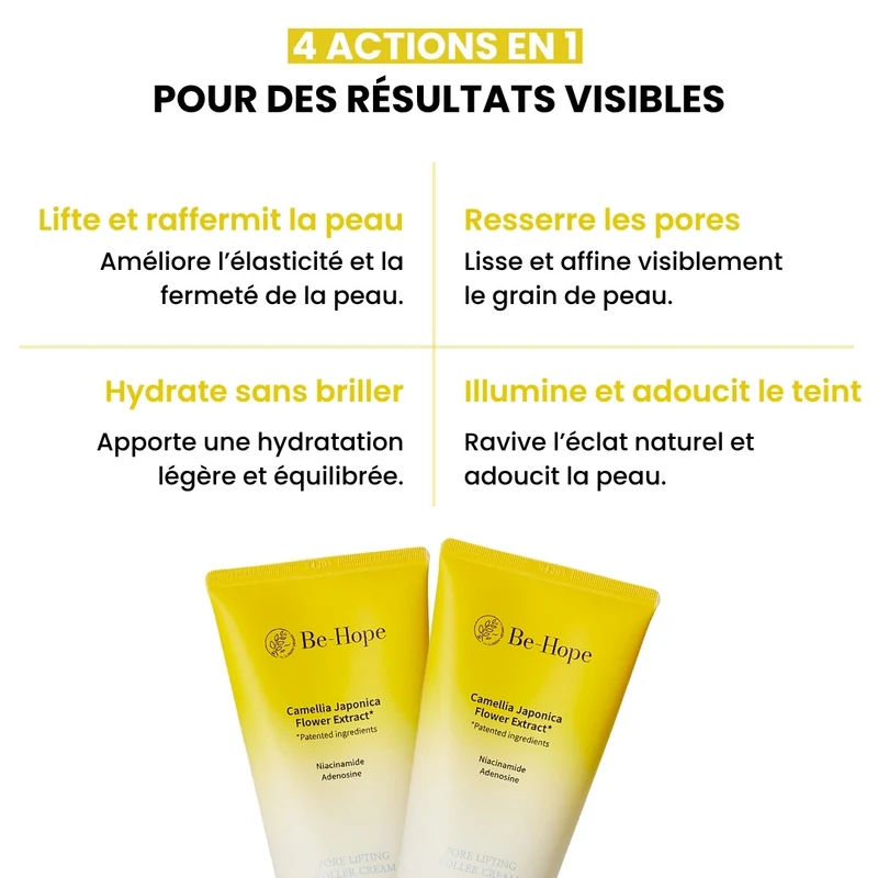 Be-Hope - Crème liftante anti-rides pour les pores avec applicateur Roll-on - 150ml