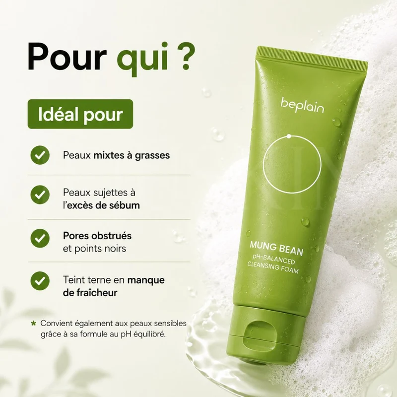 Beplain - Nettoyant doux au haricot mungo - 80ml