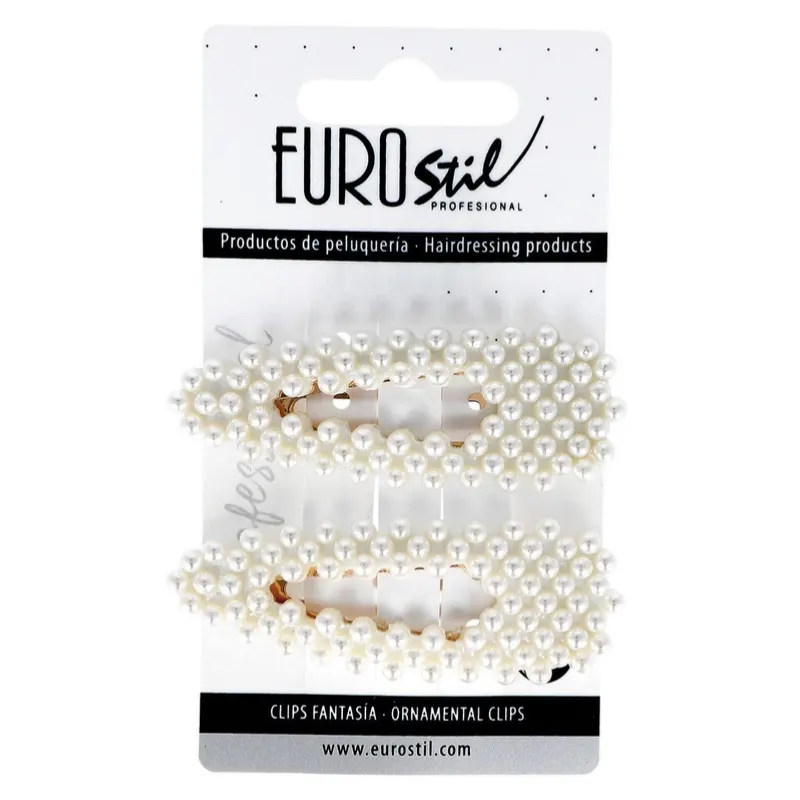Barrette Dorée Perles Blanches - Lot de 2