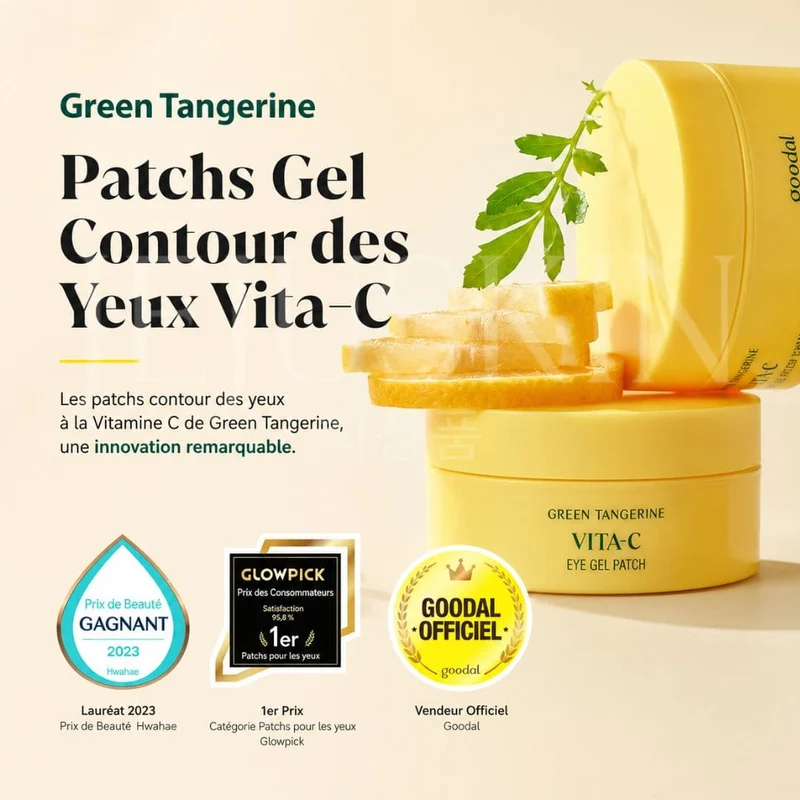 Goodal - Patchs en gel pour le contour des yeux à la vitamine C et mandarine verte - 60 patchs