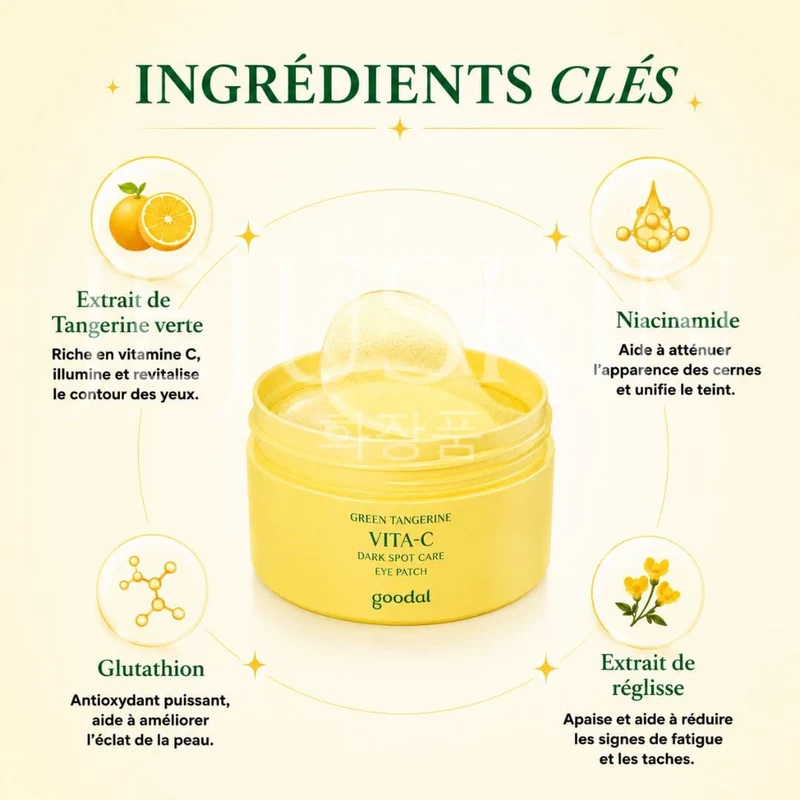 Goodal - Patchs en gel pour le contour des yeux à la vitamine C et mandarine verte - 60 patchs