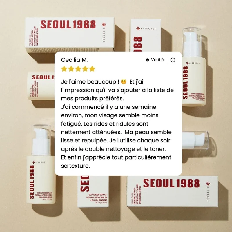 K-Secret - Sérum SEOUL 1988 Rétinal Liposome 2% + Ginseng Noir - 30ml