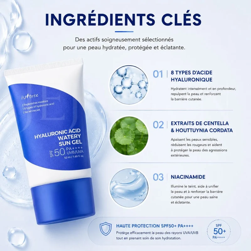 Isntree - Gel solaire hydratant à l'acide hyaluronique - 50ml
