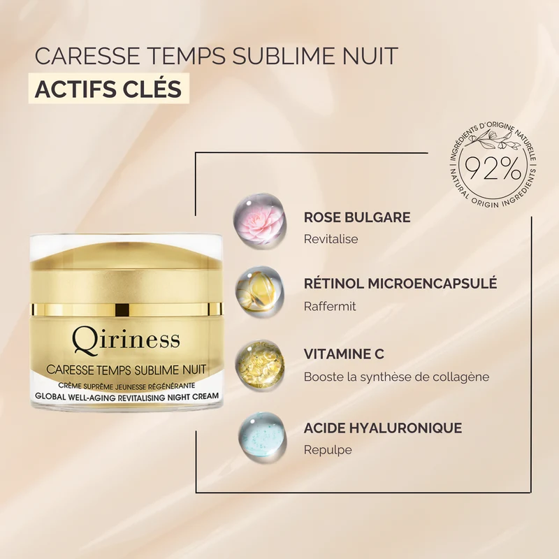 Crème Nuit Anti-Âge Régénérante Rétinol Vitamine C - Caresse Temps Sublime