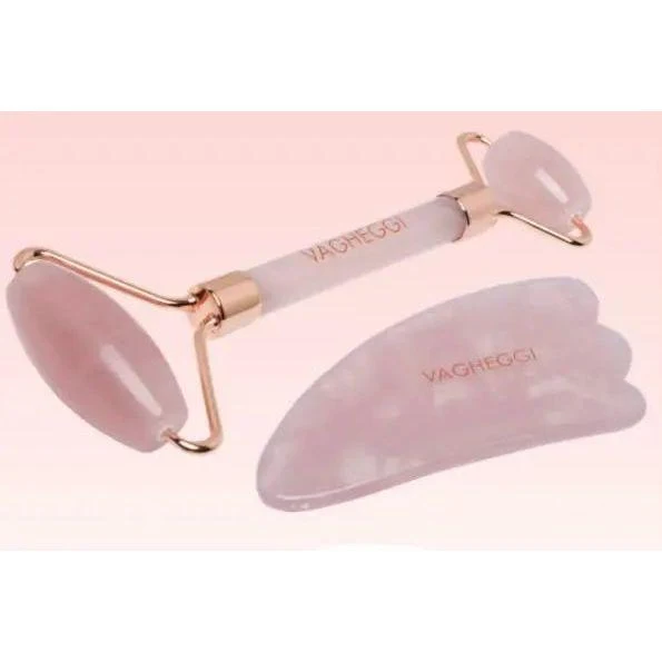 Kit Beauté Gua Sha Pierre Et Rouleau De Quartz Rose
