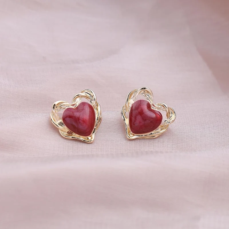Boucles D'oreilles « Cœur De Velours » & Volutes Dorées