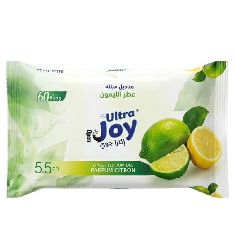 Ultra Joy Lingettes Humides Parfum Citron 60 Pièces