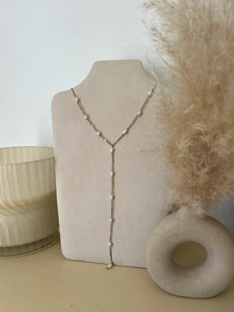 ANGELE collier cravate perle