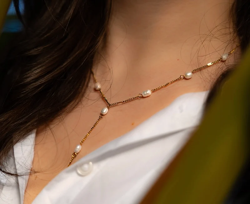 ANGELE collier cravate perle