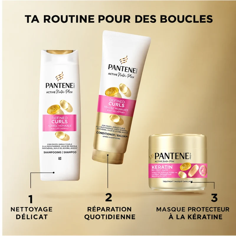Pantene Shampooing Pro-v Active Nutri-plex Defined Curls – Boucles Définies