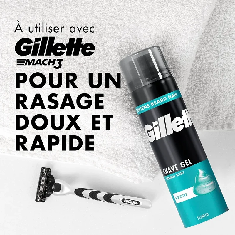Gillette Shave Gel Original Scent Sensitive Gel De Rasage Pour Peaux Sensibles