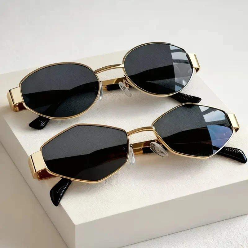1pcs Lunettes D'été Pour Femmes, Lunettes Rétro Ovales À Monture En Métal, Style Ins, Lunettes Unisexes Tendance, Lunettes De Déclaration De Style De Rue Pour Les Trajets Quotidiens