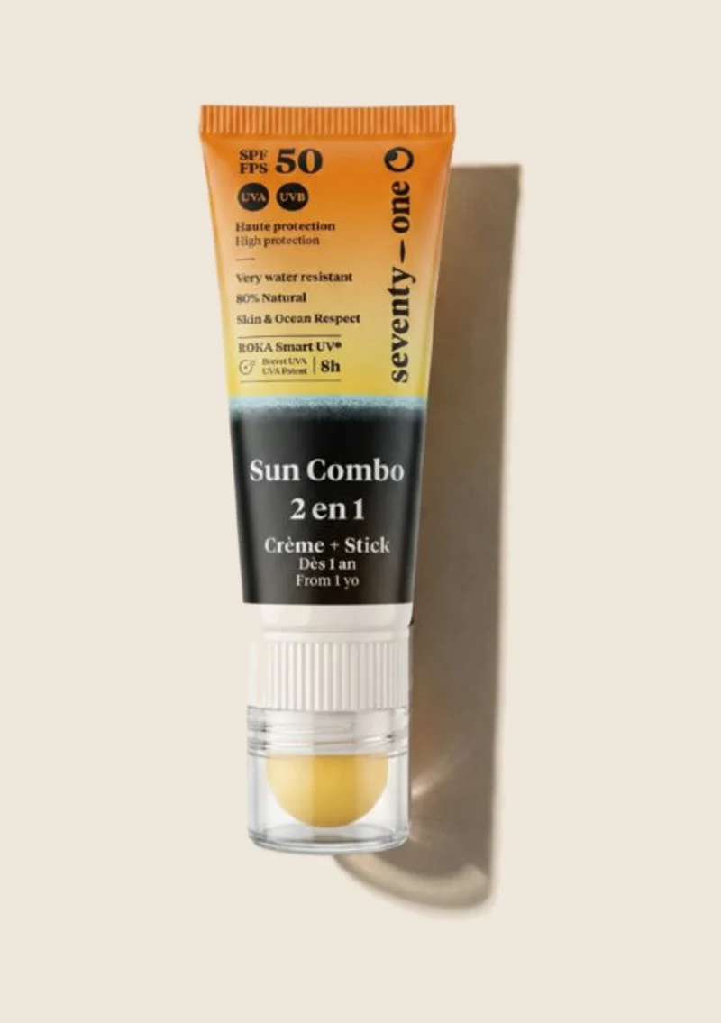 Sun Combo SPF50+ Crème Solaire + Stick 2-en-1 Visage & Lèvres