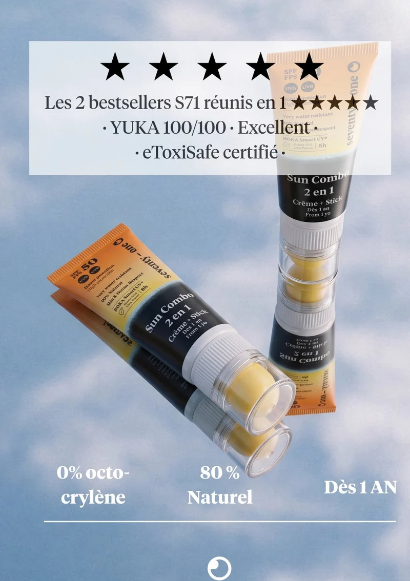 Sun Combo SPF50+ Crème Solaire + Stick 2-en-1 Visage & Lèvres