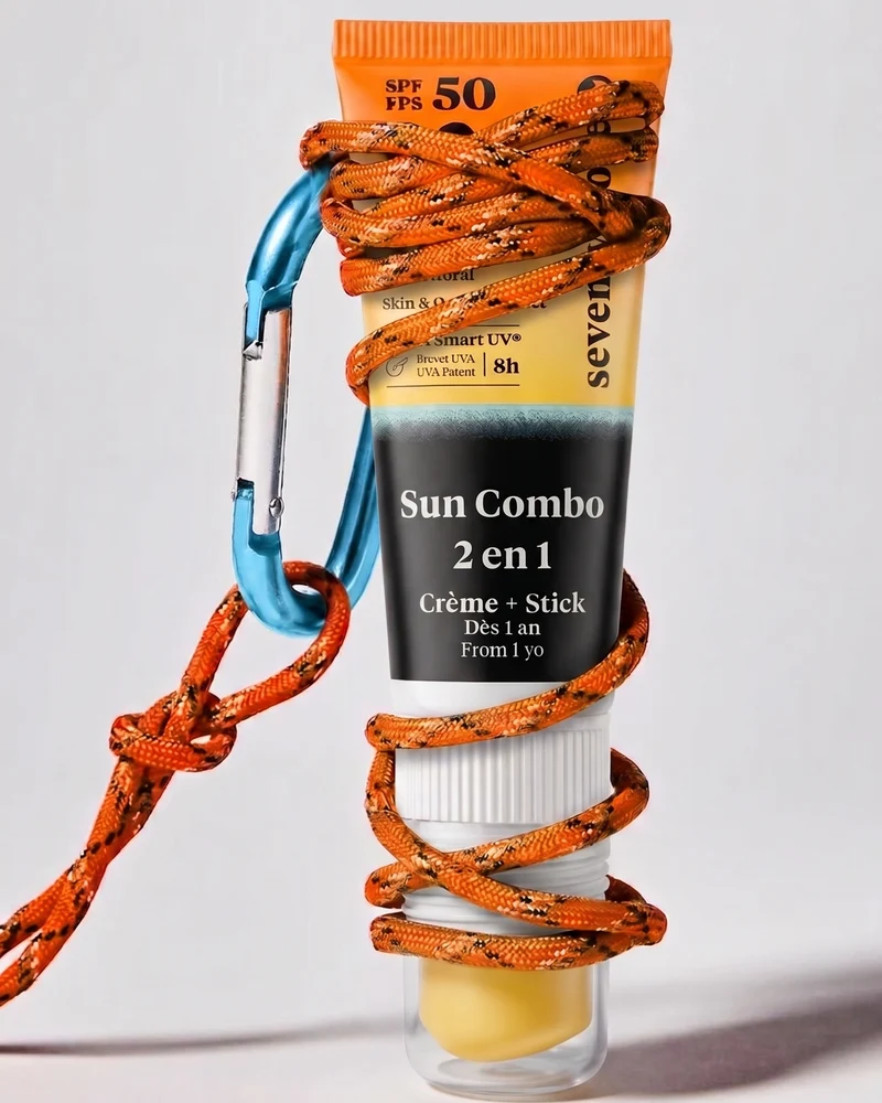 Sun Combo SPF50+ Crème Solaire + Stick 2-en-1 Visage & Lèvres