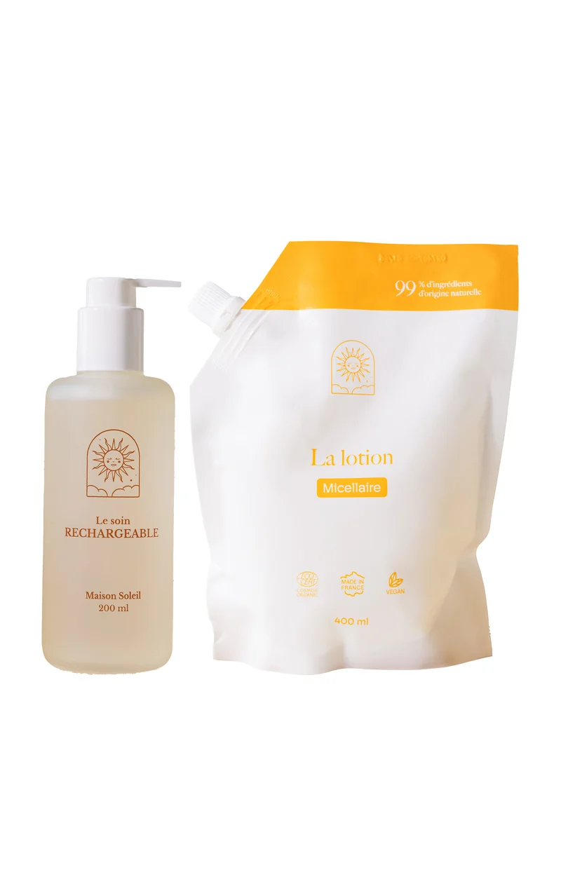 Lotion micellaire bio & recharge - Flacon transparent - Visage