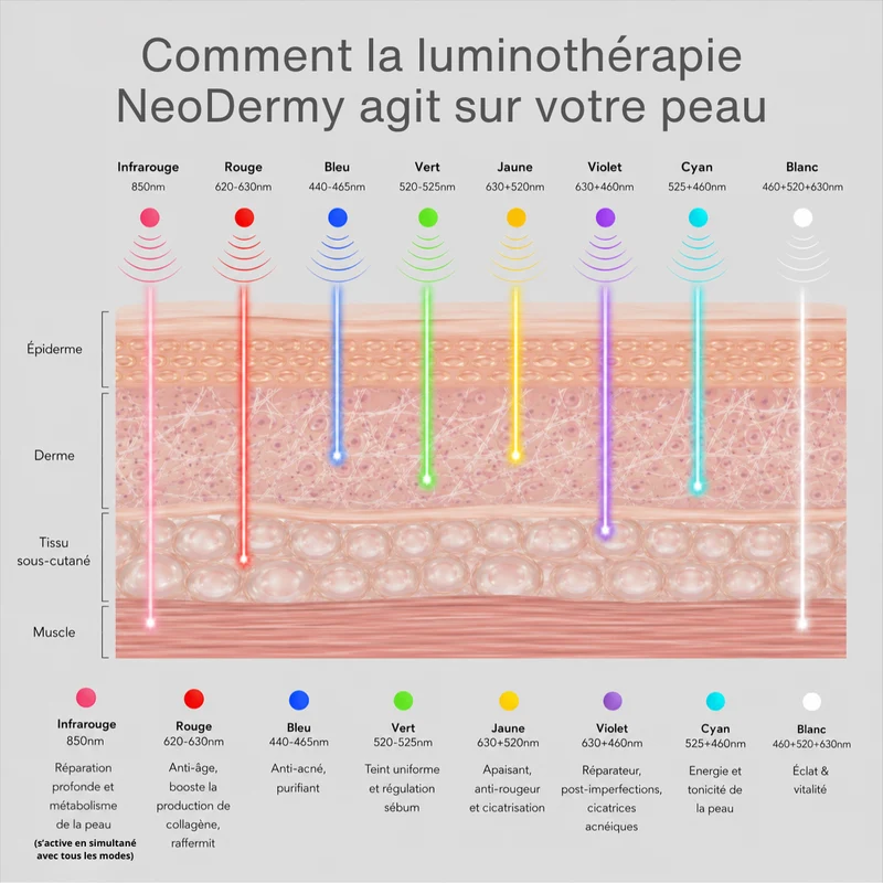 Masque LED Visage NeoDermy – Thérapie Lumière Rouge & Infrarouge