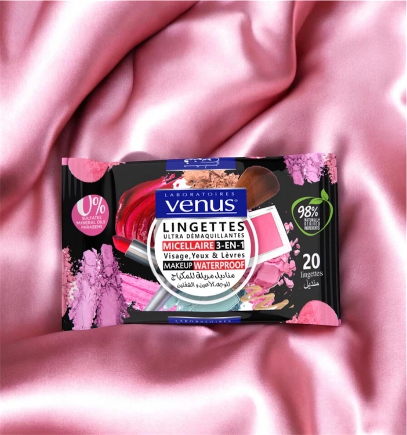 Venus – Lingettes Micellaires 3-en-1 Ultra Démaquillantes 💄