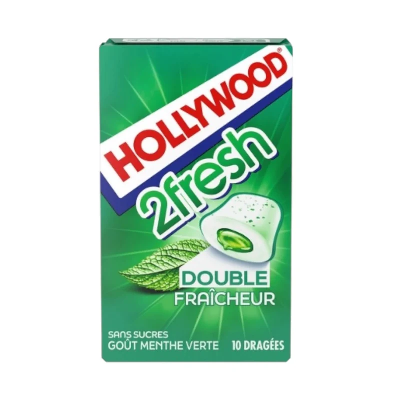 Hollywood 2Fresh Double Fraîcheur Menthe Verte 10 Dragées