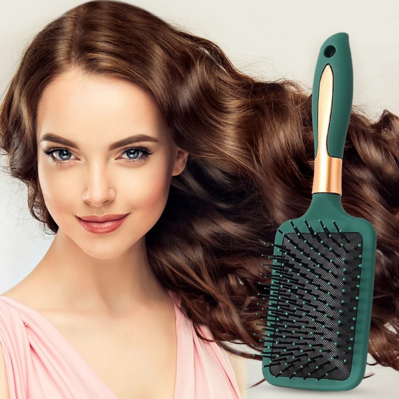 Brosse À Cheveux Brosse Démêlante Peigne De Massage Du Cuir Chevelu Peigne De Coiffage Pour Cheveux Bouclés Raides Longs Ou Courts Peigne De Coiffage Pour Femmes (Vert Foncé)