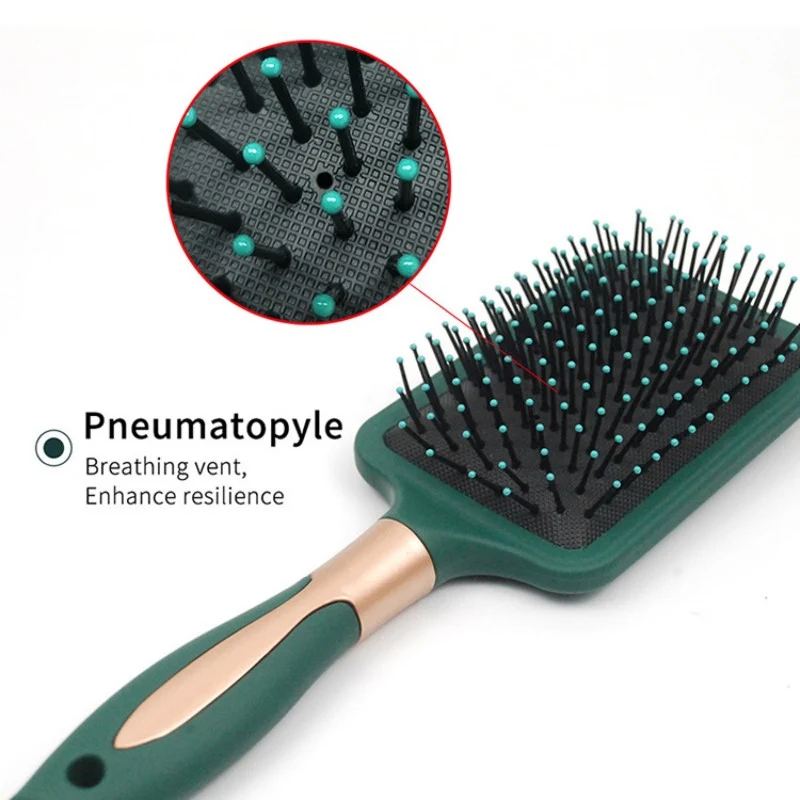 Brosse À Cheveux Brosse Démêlante Peigne De Massage Du Cuir Chevelu Peigne De Coiffage Pour Cheveux Bouclés Raides Longs Ou Courts Peigne De Coiffage Pour Femmes (Vert Foncé)