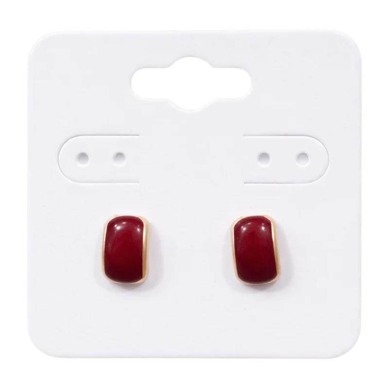 Puces D'Oreilles Cabochon Rouge Cerise
