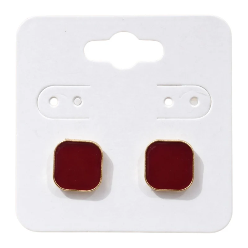 Dormeuses Carrées Rouge Passion Et Perles Nacrées